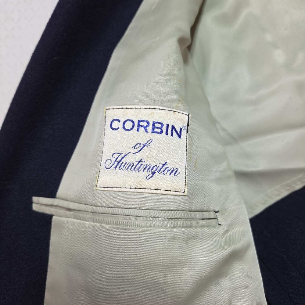 Corbin of Huntington Navy Blazer Mens 44R Gold Button USA Made Wool Classic - Picture 2 of 16